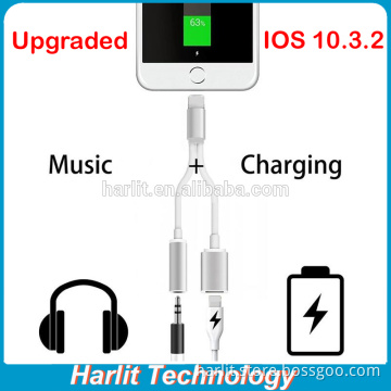 Upgraded Original Chip 2 in 1 Audio Charge Adapter For iPhone 7 IOS 10.3 Splitter Charge Cable